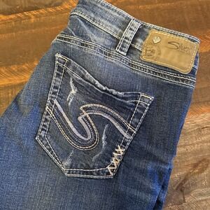 Silver Jean Boyfriend Mid Shorts Size 31/ 6L Excellent Condition Super Stretch